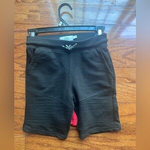 Indigo Black Ribbed Drawstring Shorts